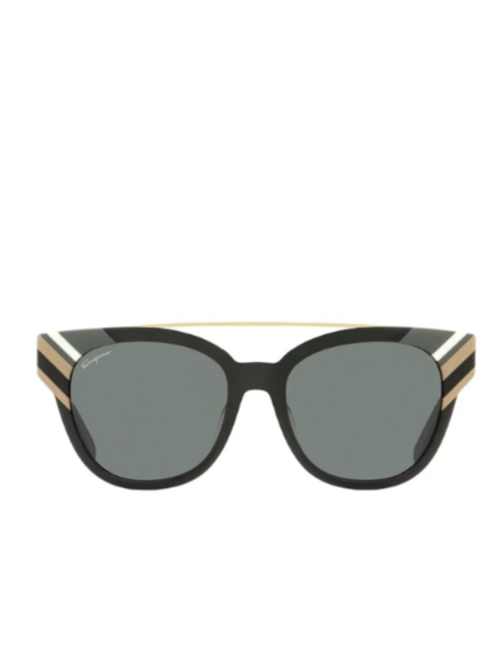 Salvatore Ferragamo Women Sunglasses Gold Black Frame/ Black Shades New Metal